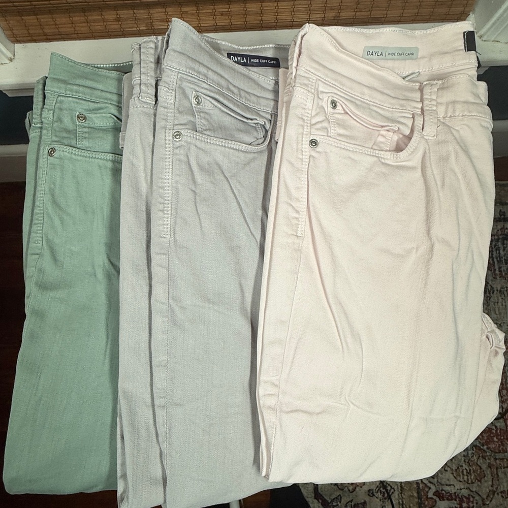 NYDJ wide cuff capri jeans-  3 pairs Mint, Light Gray, and light pink